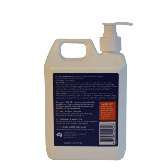 Auscreen 50+ Sunscreen 1 lt Pump Bottle