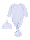 Bamboo-Spandex Periwinkle Stripe Knotted Sleep Gown & Hat Set Baby Boys