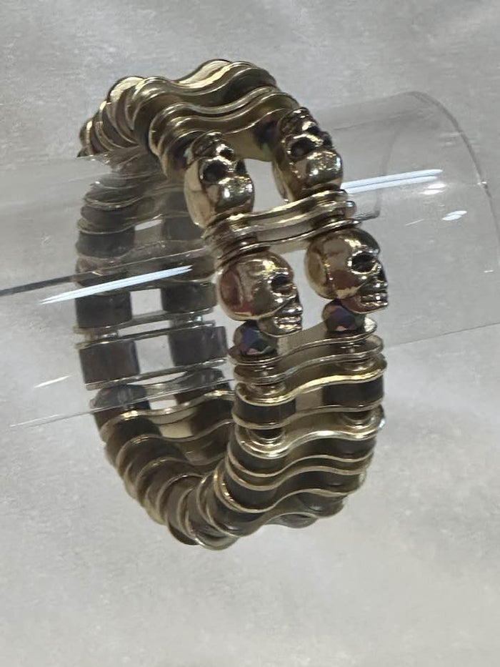 Bracelet: Tigereye Gold Chainplate Skull - Element Tri & Bicycle Works