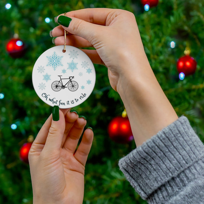 Christmas Ornament For Cyclist with Snowflakes - Element Tri & Bicycle Works