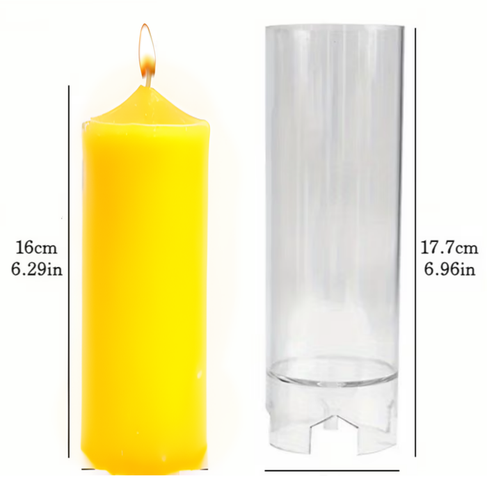 Cylindrical Church Candle Acrylic Plastic Mould 16cm