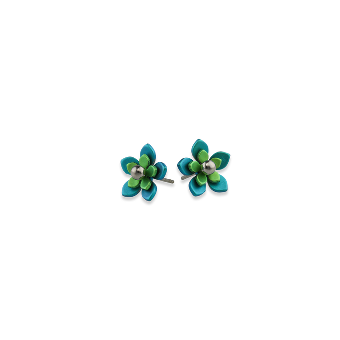 Double Five Petal Bead Stud Earrings