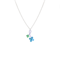 Double Four Petal Flower Twist Pendant Necklace