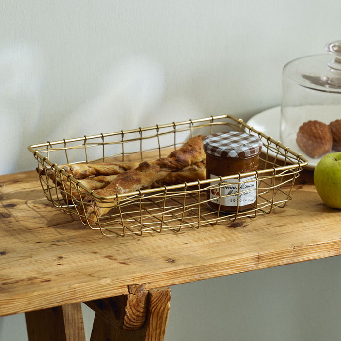 Fog Linen Work Gold Wire Basket Tray (S)