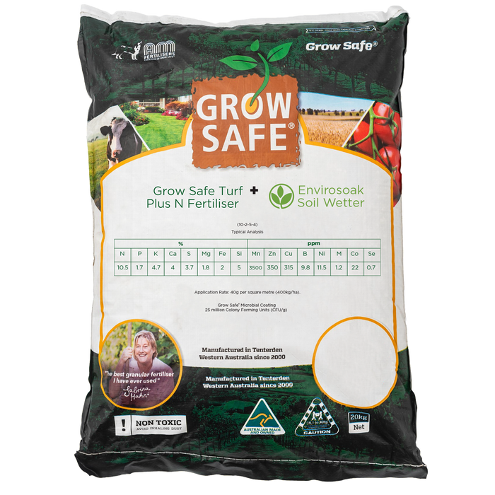 Grow Safe All Season Turf Fertiliser with Envirosoak Soil Wetter, 20kg