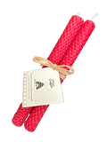 Hand-Rolled Red Beeswax Dinner Candle Pair – Pure, Natural & Festive