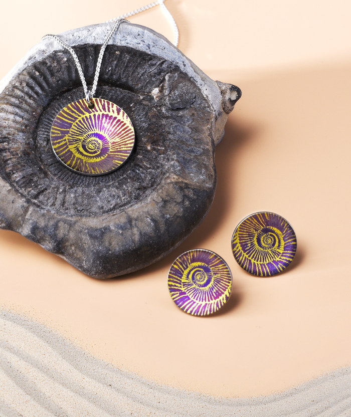 Large Ammonite Stud Earrings