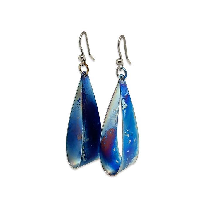 Large Denim Drop Earrings