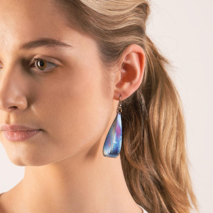 Large Denim Drop Earrings