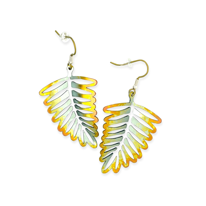 Large Fern Leaf Drop Earrings