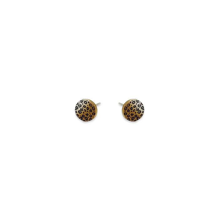 Leopard Print Small Round Stud Earrings