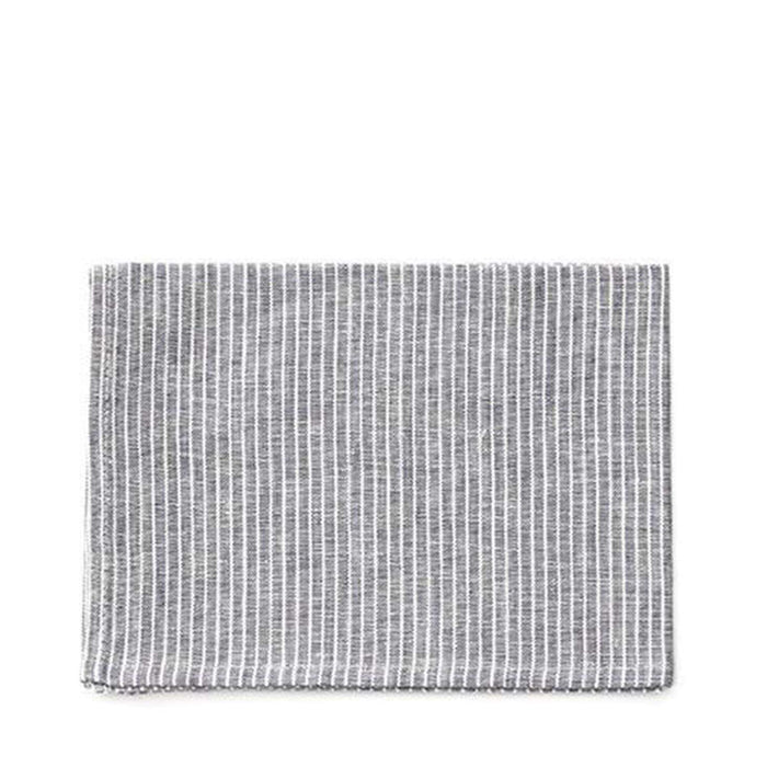 Fog Linen Work Linen Tea Towel: Grey White Stripe