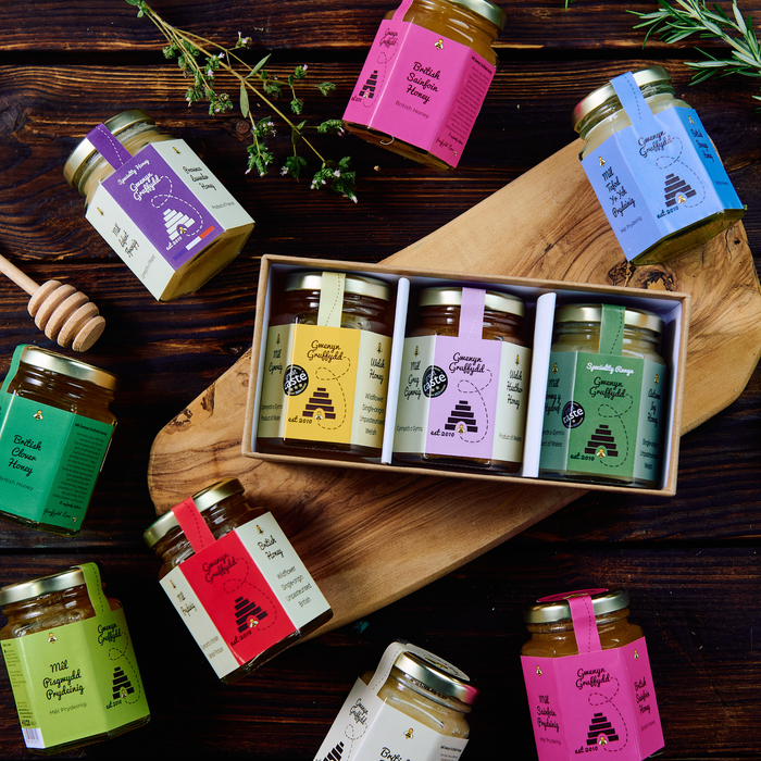 Luxury Trio of British Honey Gift Box – 3 × 142g Artisan Honey Collection