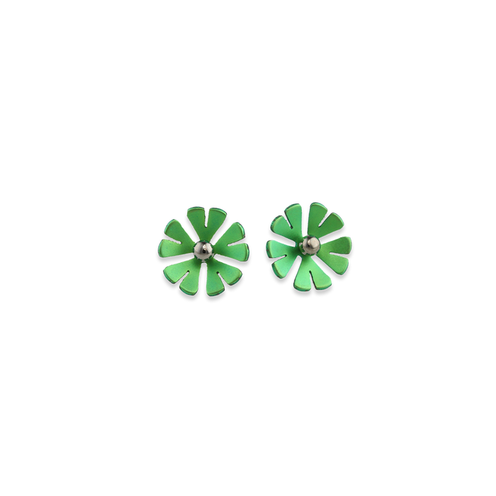 Medium Ten Petal Bead Flower Stud Earrings