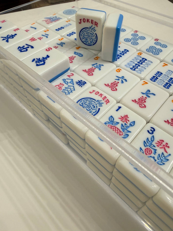 Melamine American Mahjong Tile Set 166 Tiles Bubble Pop 2-Color Blue