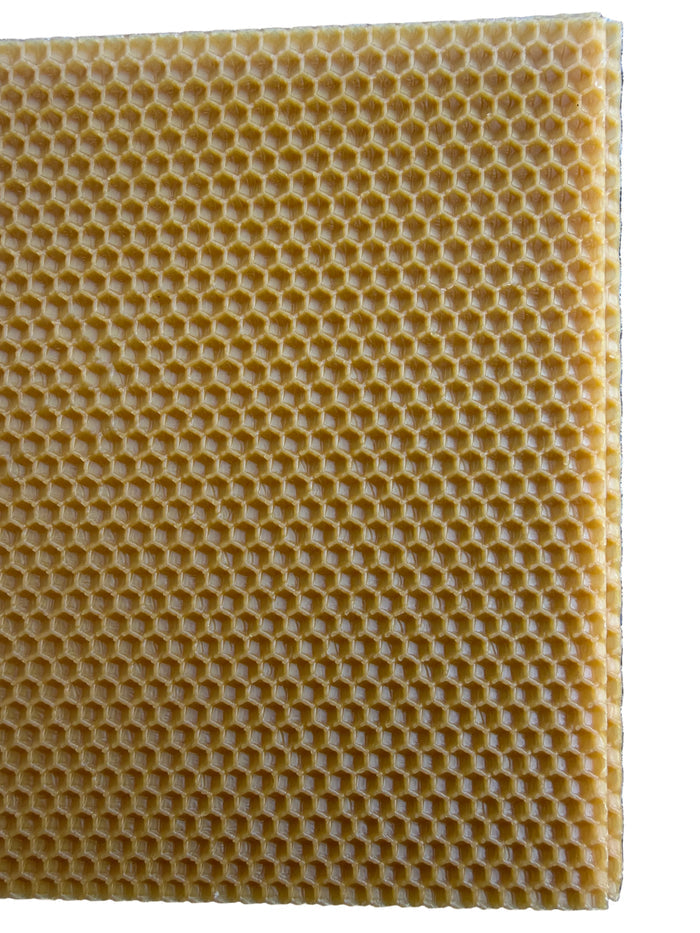Pack of 10 Spanish Beeswax Foundation Sheets - National Brood (For Pre-Wired Frames)