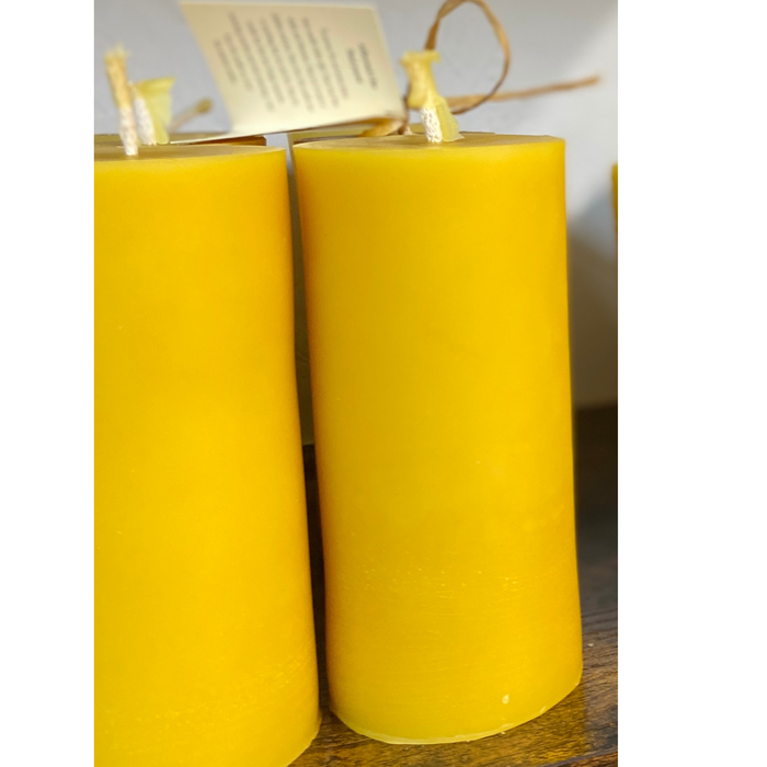 Pillar Solid Beeswax Candle with Cotton Wick - 60 Hour