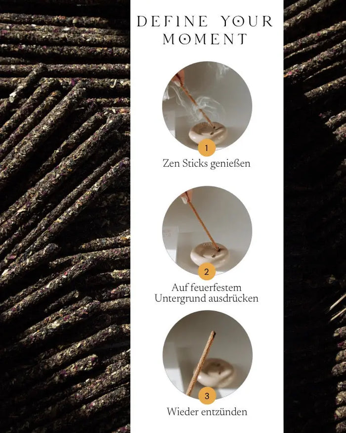 Self Love Zen Sticks von ZoaZen – natürliche Räucherstäbchen mit Palo Santo und Myrte für Selbstliebe, Manifest-Kollektion – Verpackung im Detail