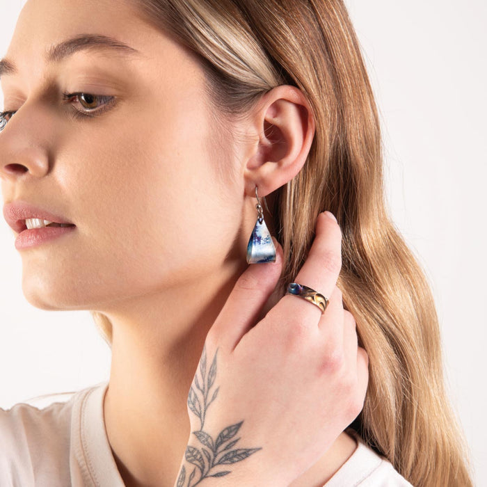 Small Denim Drop Earrings