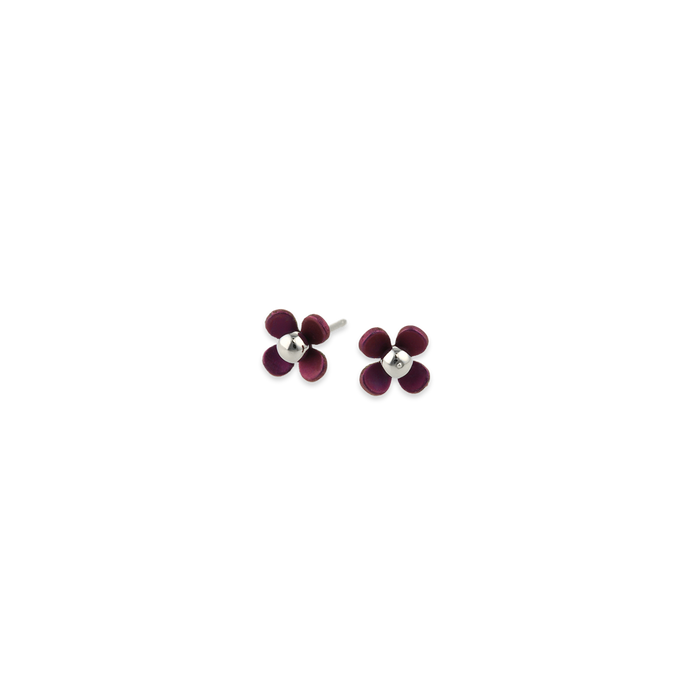 Small Four Petal Bead Flower Stud Earrings