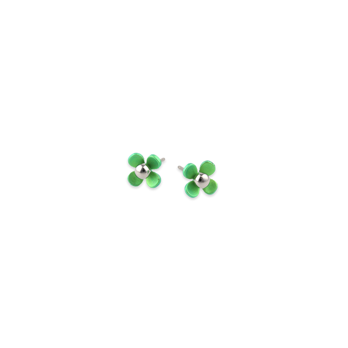 Small Four Petal Bead Flower Stud Earrings