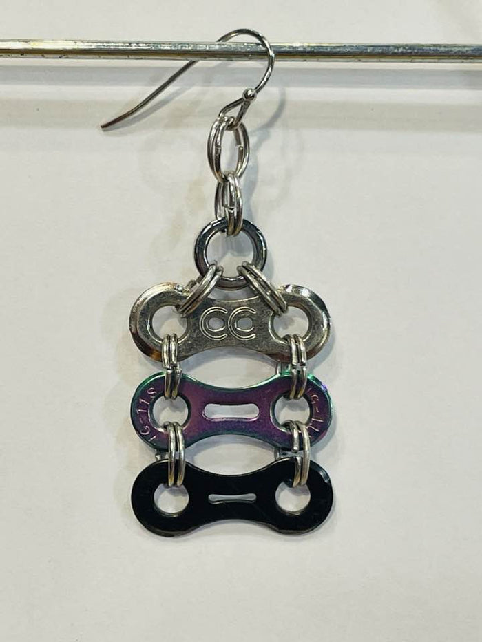 Stacked Tri-Colour Chain Link Earring - Element Tri & Bicycle Works