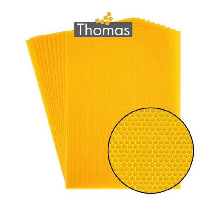 Thomas Langstroth Deep Beeswax Foundation Sheets x 10  – For Pre-Wired Frames