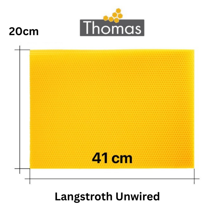 Thomas Langstroth Deep Beeswax Foundation Sheets x 10  – For Pre-Wired Frames