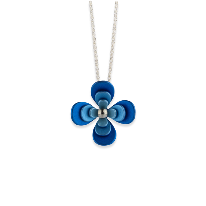 Triple Four Petal Flower Pendant Necklace