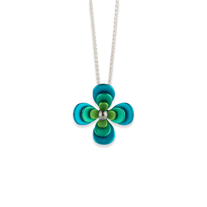 Triple Four Petal Flower Pendant Necklace