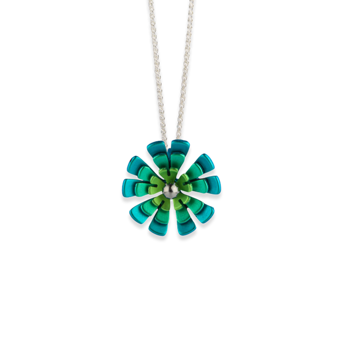 Triple Ten Petal Flower Pendant Necklace