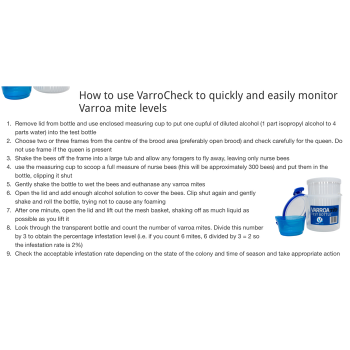 VarroCheck Varroa Mite Drop Test Bottle