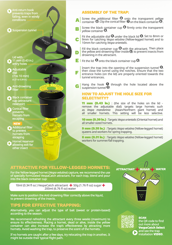 VespaCatch Select Asian Hornet Trap Vespa Catch (Adjustable & Selective) | Trap Only or With Lures