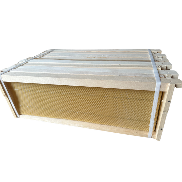 Wooden Fully Assembled Langstroth Medium (Super) Wired Frames with Wax Foundation – Denrosa